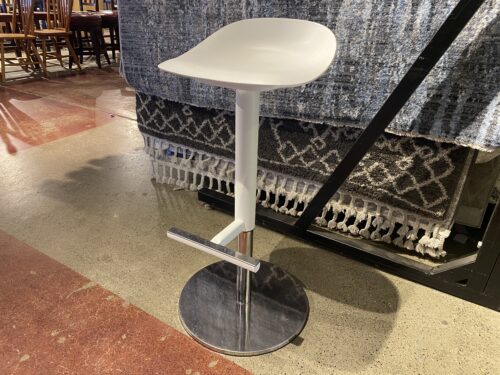 Adjustable White Bar Stools with Chrome Base