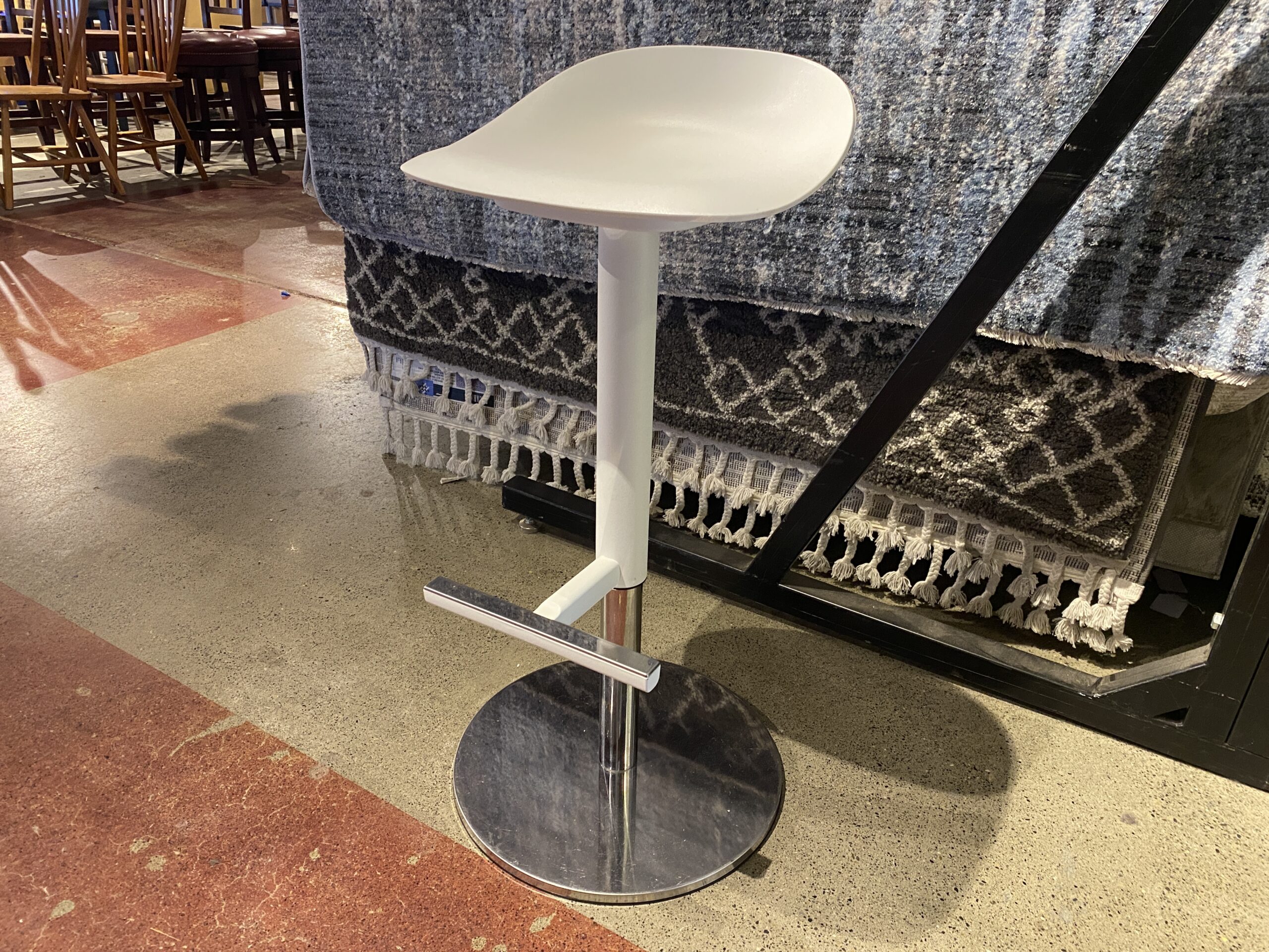 Adjustable White Bar Stools with Chrome Base