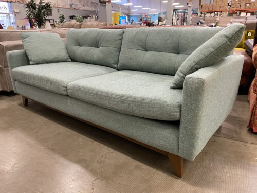Minty Blue Double Tufted Sofa w/ Accent Pillows