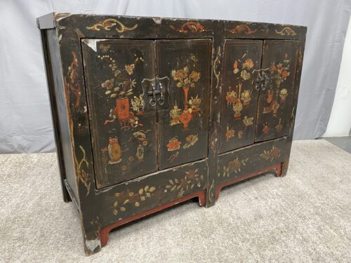Vintage Painted Dark Wood Cabinet