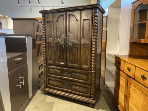Spanish Mediterranean Armoire With Rope Twist Columns