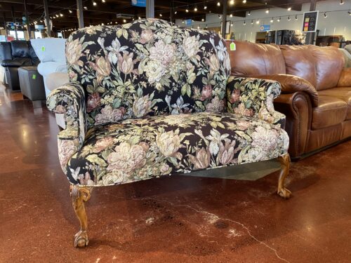 Vintage Floral Loveseat with Ball and Claw Feet