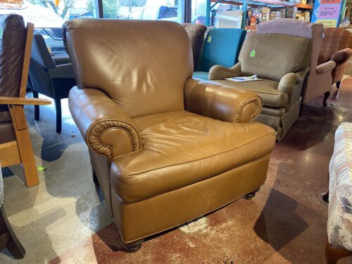 Large Tan Leather Club Chair