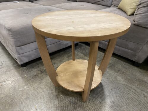 Wooden Natural Finish Round 2 Tier Accent Table