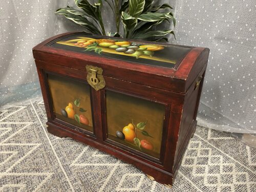 Hand Painted Fruit Still Life Wooden Chest