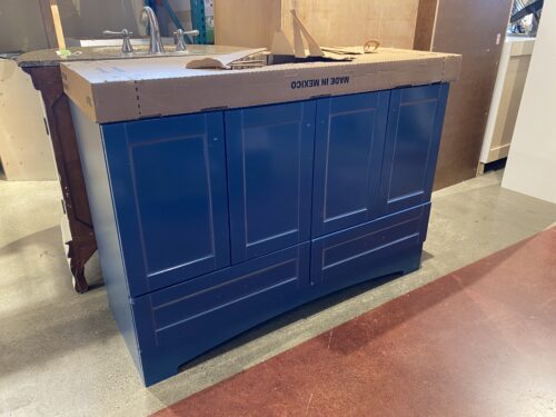 Cassidy 48-in Blue Single Sink Bathroom Vanity with White Countertop