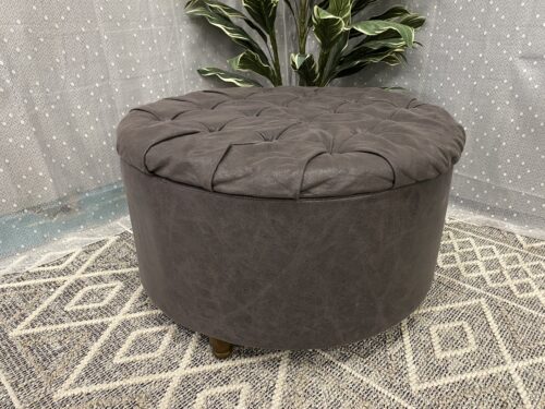 Charcoal Grey Tufted Storage Ottoman