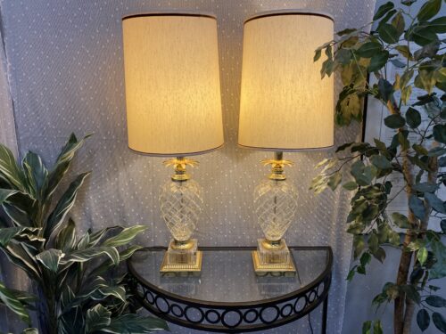 Vintage Glass Pineapple Style Table Lamps  (Set of 2)
