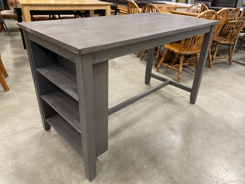 Grey Wash Wooden Kitchen Island with Shelving
