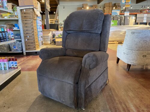 Dark Gray Power Recliner with Plush Armrest