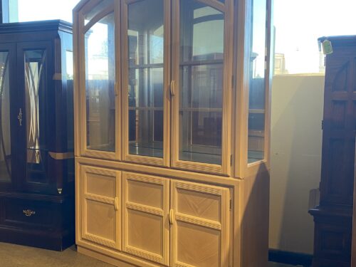 Light Toned China Cabinet with Arched Top
