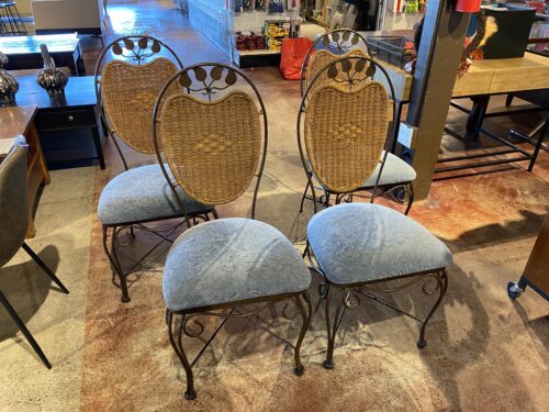 Vintage Wrought Iron Dining Chair with Apple Design Backing (Set of 4)