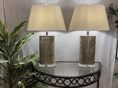 Unique Modern Zebra Pattern Glass Table Lamps  (Set of 2)