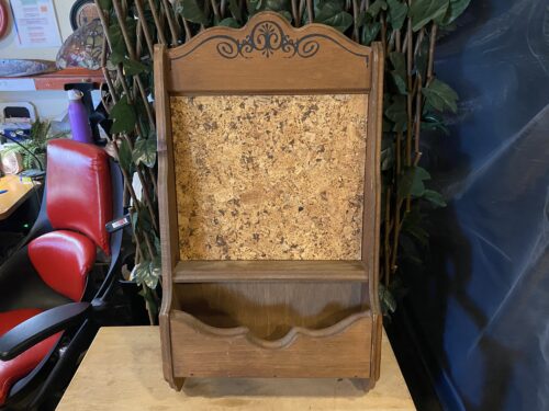 Vintage Wooden Wall Mounted Mail Organizer With Cork Board