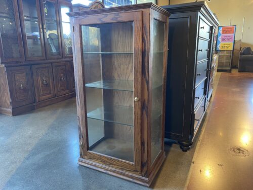 Simple 3-Tier Curio Glass Cabinet With Single Door