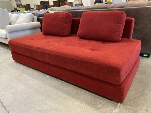 Modern Crimson Chenille Low Sofa with Tufted Seat
