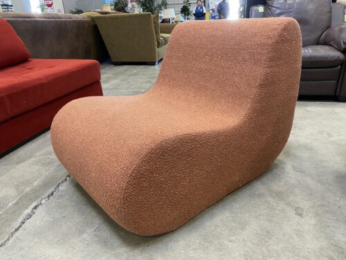 Modern Burnt Orange Armless Boucle Lounge Chair