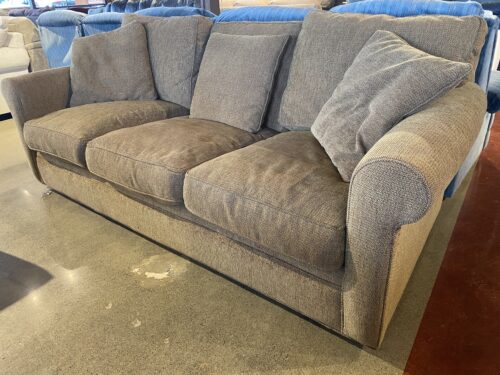 CRATE & BARREL Feather Filled Rustic Red Sofa With Rolled Arms