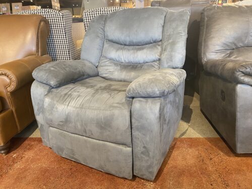 Plush Gray Power Recliner with Over Sized Arms