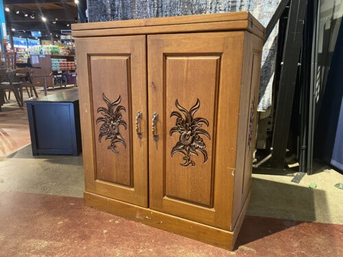 Vintage Floral Bar Cabinet with Flippable Top