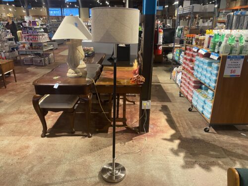 Tall Shaded Floor Lamp with Chrome Base
