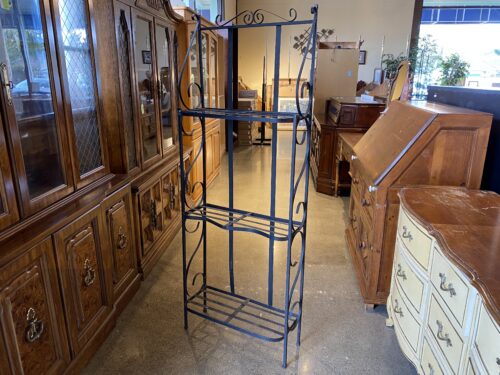 Vintage Wrought Iron Bakers Rack with 3 Open Shelves