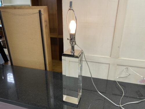 RESTORATION HARDWARE Square Column Polished Nickel Crystal Table Lamp w/ Dimmer Switch
