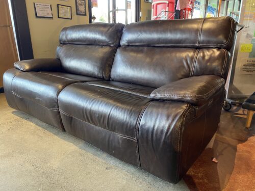 Deep Brown Plush Leather Power Recliner