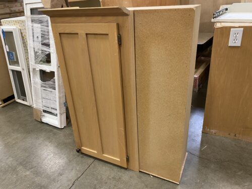 Light Wood Upper Cabinet with Blackened Copper Hardware