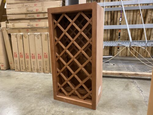 Maple Lattice Style Upper Cabinet for Wine and Bottle Storage with Cinnamon Finish