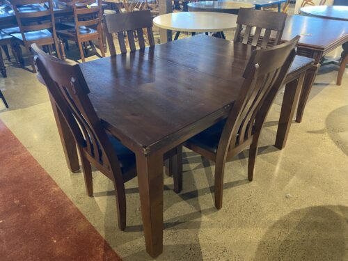 Dark Brown Rectangular Dining Table With Leather Chairs