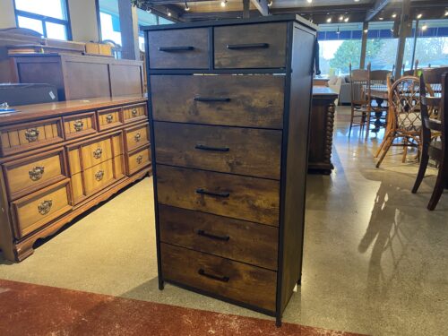 Industrial Style Tallboy Dresser With Rustic Brown Finish
