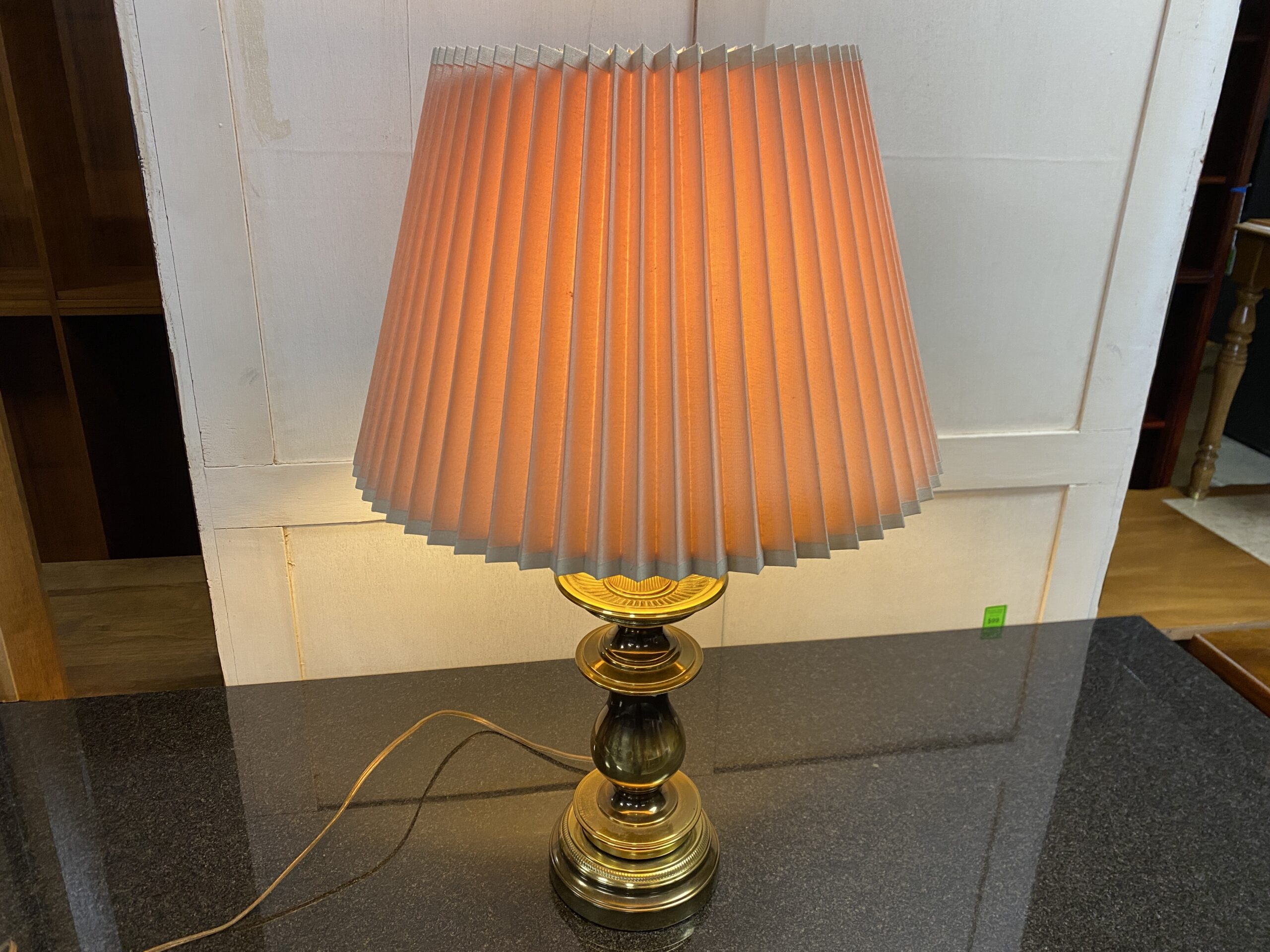 WESTWOOD INDUSTRIES Vintage Brass Candlestick Table Lamp w/ Pleated Shade