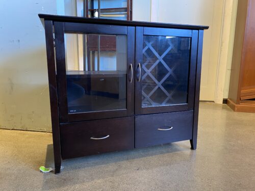 Dark Brown Wooden Cabinet with Removable Wine Rack Storage