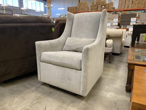 Light Grey Microplush Modern Rocking Chair