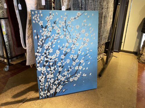 Textured Canvas Painting of Cherry Blossoms