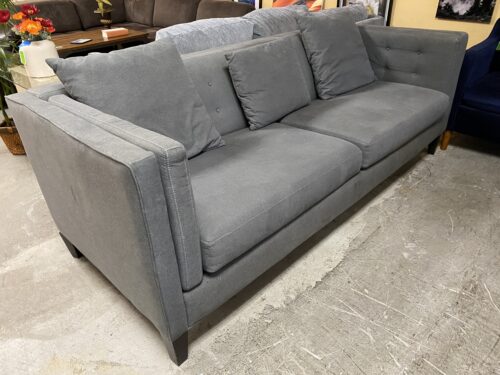 JONATHAN LOUIS Slate Grey Square Arm Sofa w/ Tufted Back