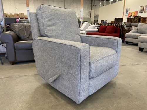 Light Grey Heathered Swivel Rocking Manual Recliner