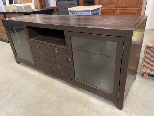 POTTERY BARN  Rhys Espresso Stained Wooden Media Console