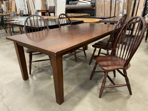 PIER 1 IMPORTS  Cherry Stained Wooden Dining Table with Spindle Back Chairs  (Set of 4)