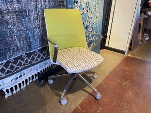 Lime Green Office Chair with Polished Metal Casters
