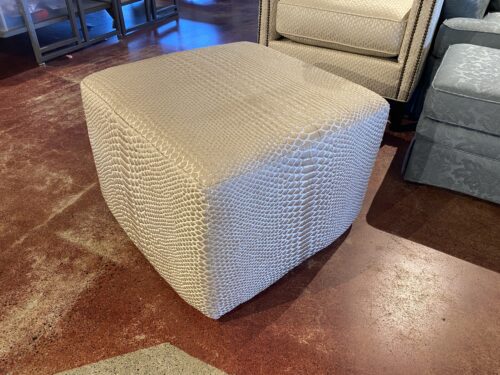 Cube Shaped Ottoman with Textured Snake Skin Pattern