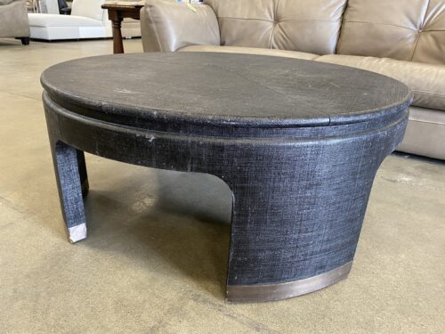 BERNHARDT Dubois Black Raffia Wrapped Round Cocktail Table