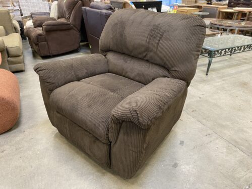 Espresso Brown Plush Corduroy Manually Reclining Swivel Rocker