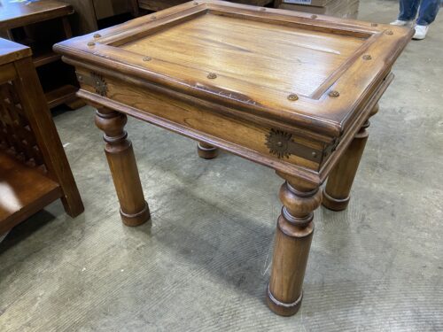 Wooden Accent Table with Ornate Details and Carved Wood Accents