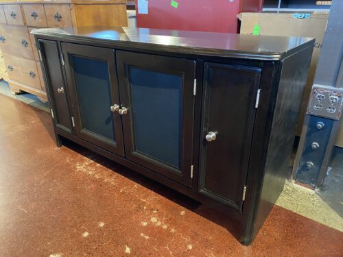 Deep Brown Media Console with 2 Glass Doors