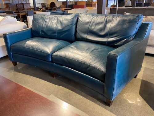 SAM MOORE Curved Teal Leather Couch