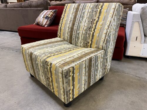 HERMAN MILLER Modern Armless Modular Accent Chair in Brown and Yellow Pixel Upholstery