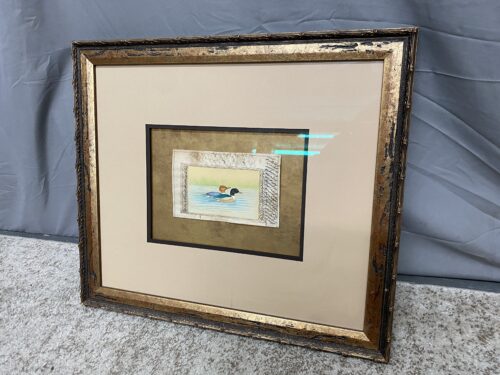 Persian Style Miniature Art of Ducks in Ornate Frame