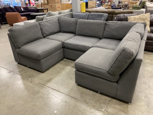 BASSETT Modular Dark Grey Woven 5 Piece Conversation Sofa